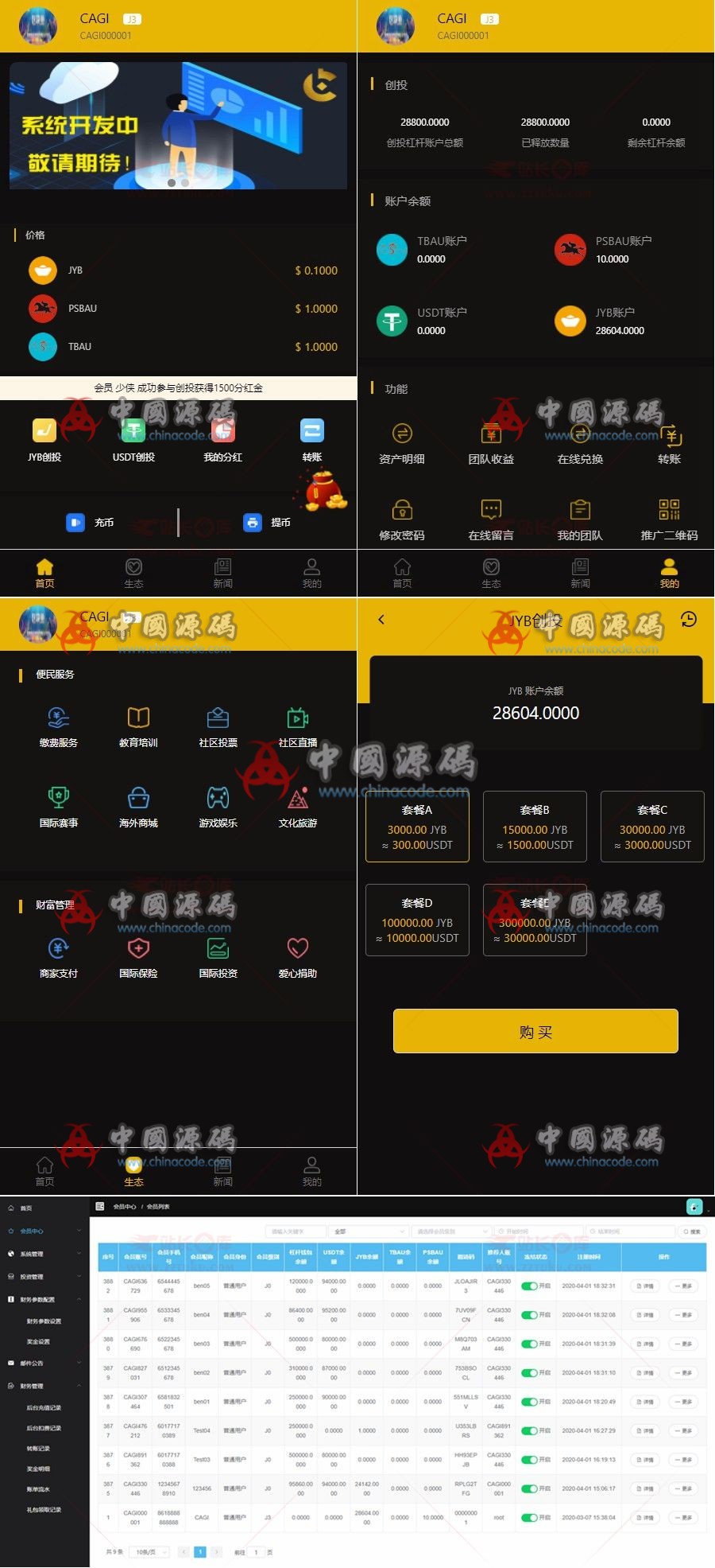 CAGI投资理财区块链源码下载+CAGI虚拟资产币投资分红理财创投源码+杠杆转账+完整源码-SellCode