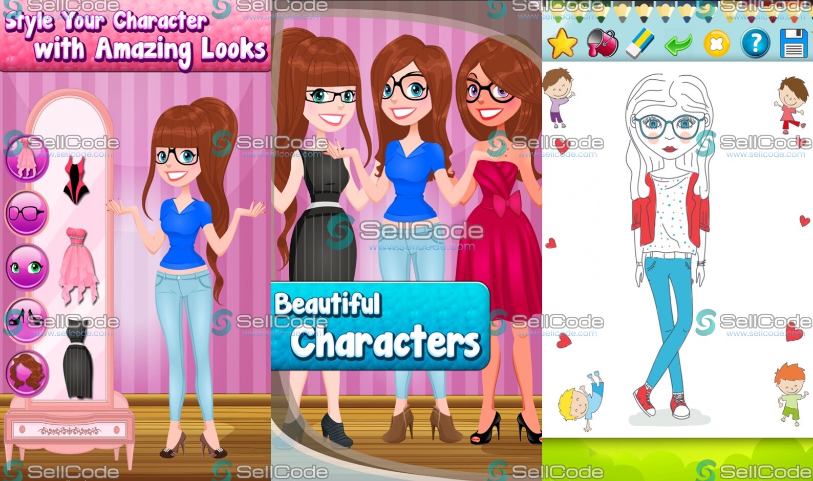 《Girl Dress Up Salon Dish Washing and Painting》源码-SellCode