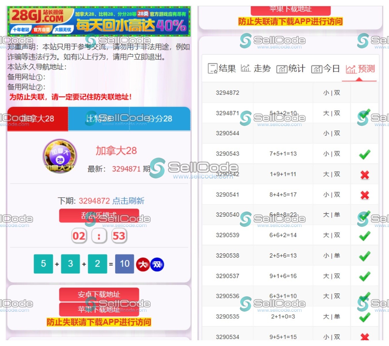 加拿大28/比特28/分分28开奖网源码/带视频搭建教程-SellCode