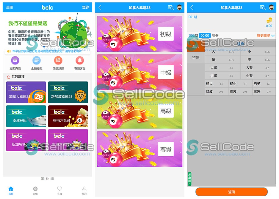 BCLC多语言CP彩票系统源码-SellCode