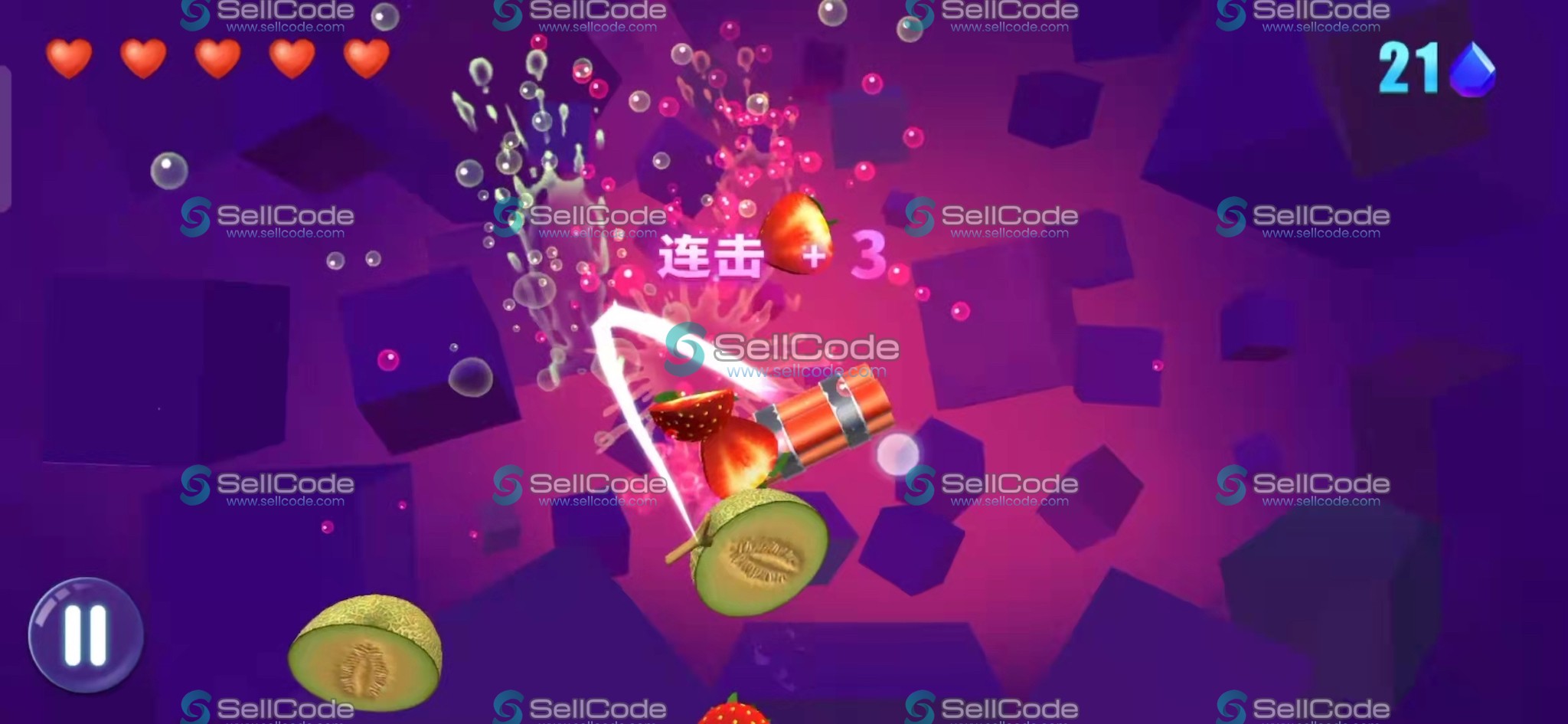 Cocos3.X《疯狂切水果》源码-SellCode