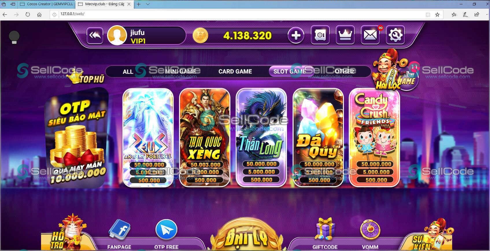 越南糖果鱼虾蟹游戏源码/有机器人陪玩系统-SellCode