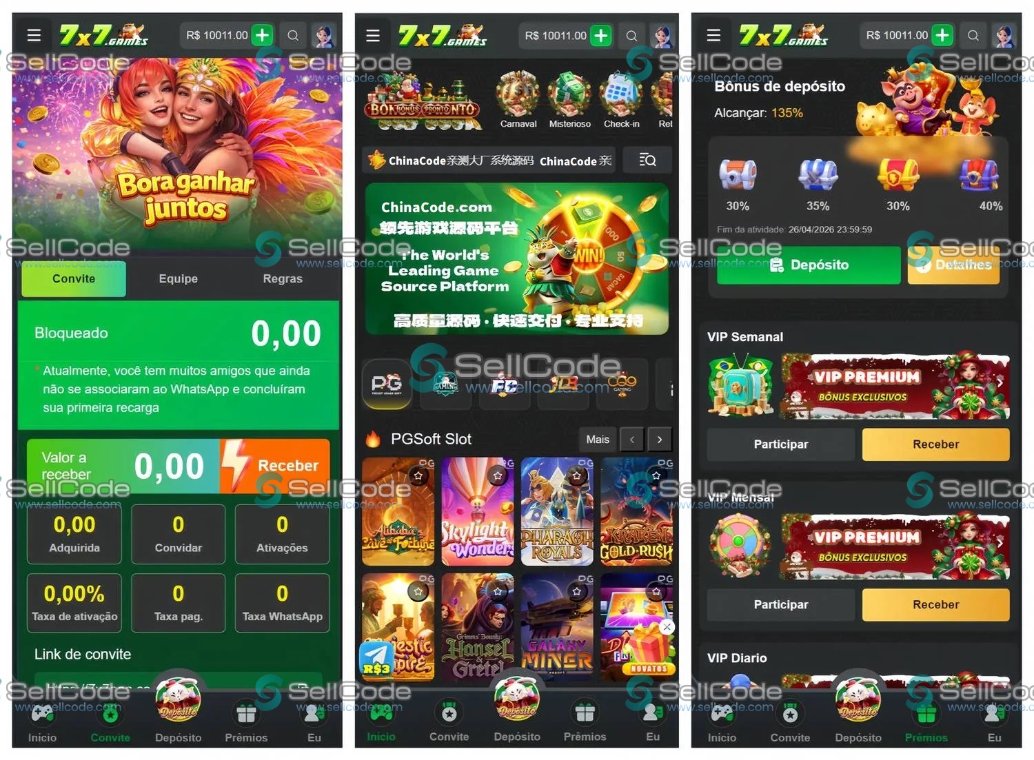 7x7Games海外巴西PG Slots游戏平台源码-SellCode